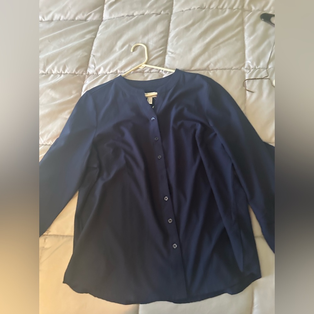 Denim&Co Dark Blue Button-Down Shirt